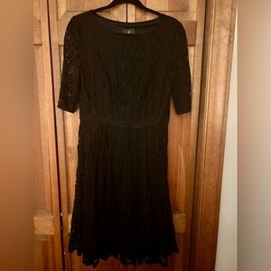 Adrianna Pappel Women's Sz 10 Minimalist Witchy Gothic Inspired Lacy Black Dress